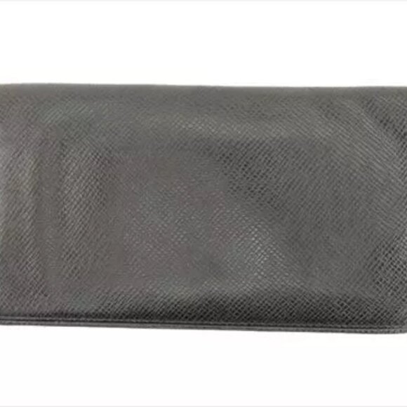 Louis Vuitton Wallet Purse Taiga Black Taiga Leather Mens Authentic Used - Picture 2 of 7